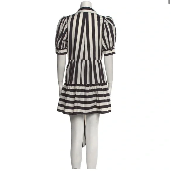 FARM Rio Black and Cream Striped Mini Dress with Front Tie - Picture 3 of 11